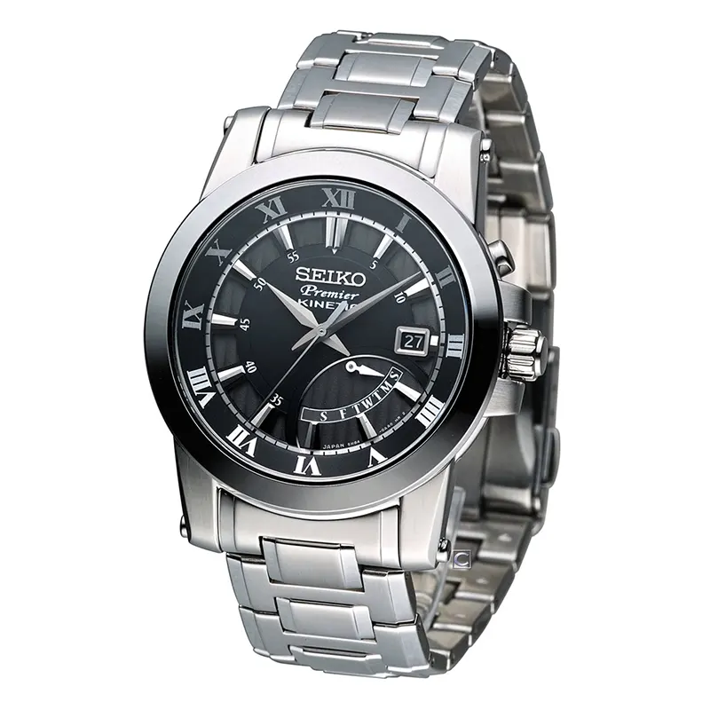 Seiko Premier Kinetic Black Dial Men's Watch- SRN039